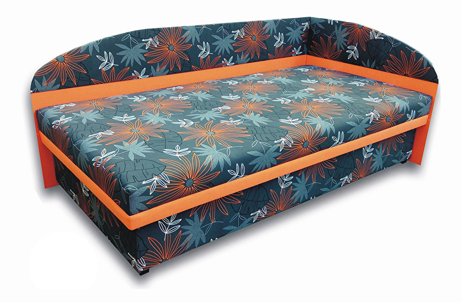 Egyszemélyes ágy (dívány) 100 cm Sofia (Narancssárga x104 + Valeriana vol 830) (J)