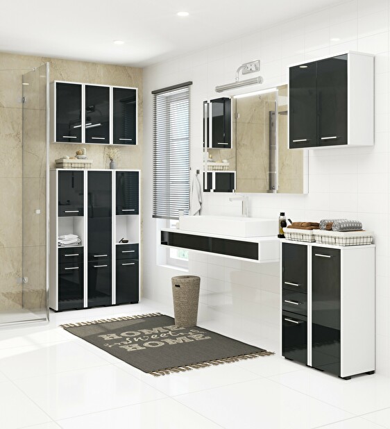 Függesztett fürdőszoba szekrény Farid Típus 5 (fehér + fényes grafit)