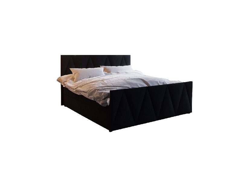 Franciaágy Boxspring 140 cm Milagros Comfort 3 (fekete) (matraccal és tárolóhellyel)