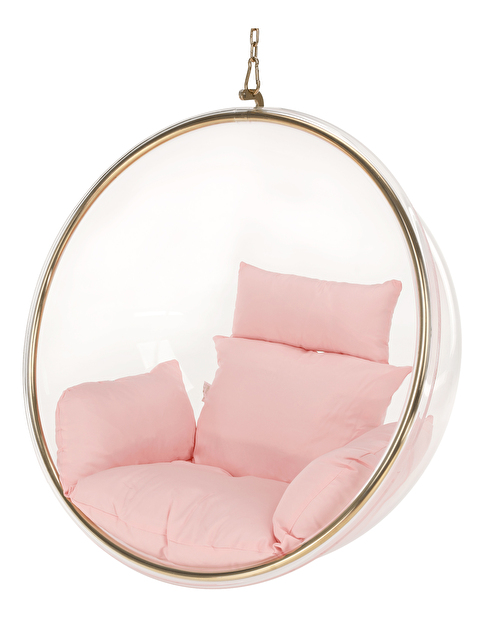 Felakasztható fotel Brynlee Typ 1 (rózsaszín + arany + átlátszó)