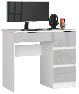 PC asztal Benicio II (fehér + fényes fém) (J)