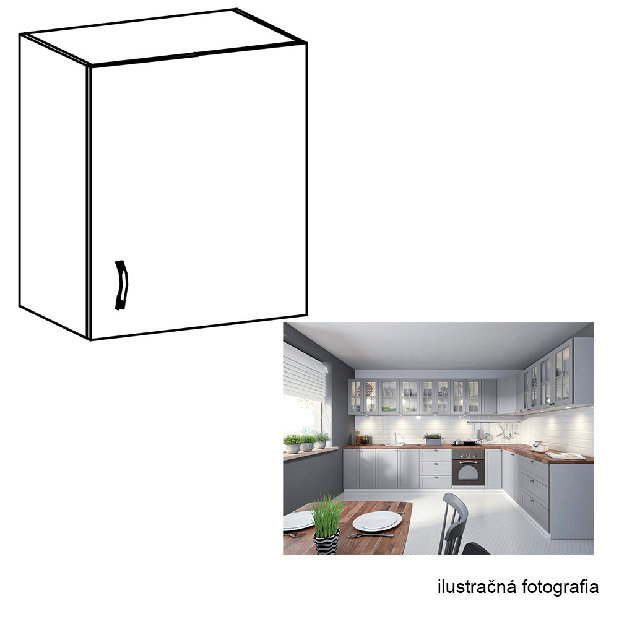 Felső konyhaszekrény G601F Lanaya (fehér + matt szürke) (J)
