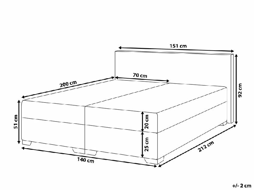 Franciaágy Boxspring 140 cm PREMIER (matracokkal) (fehér)