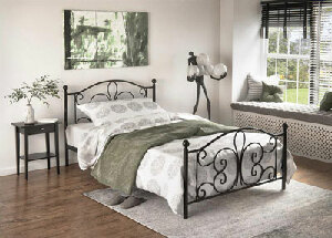 Egyszemélyes ágy 90 cm Patience (matrac nélkül) (fekete)
