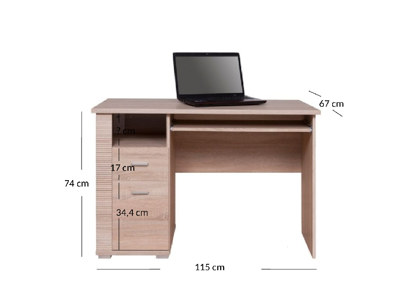 PC asztal Gwenn 1D1S/120 (szonoma tölgy)