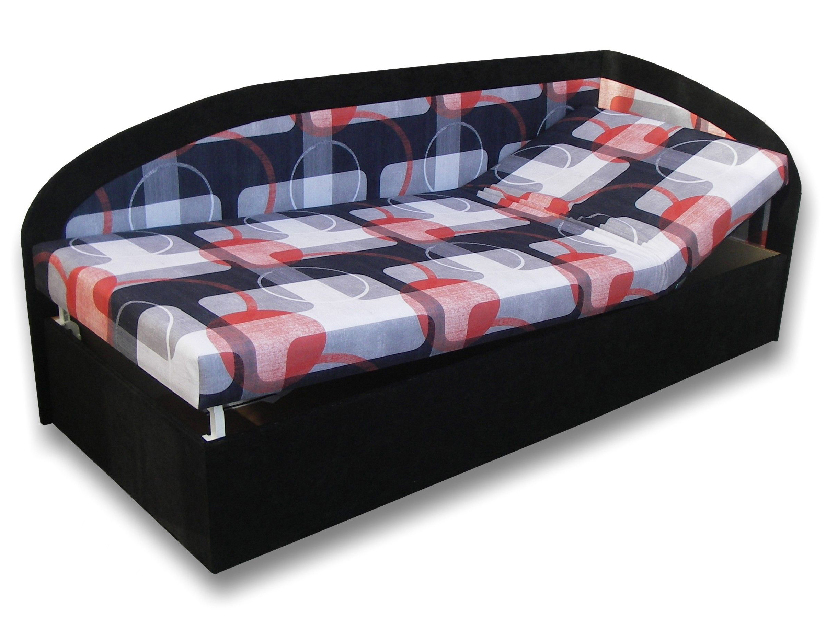 Egyszemélyes ágy (dívány) 90 cm Kamila (Fekete 39 + Mimi 21) (J)