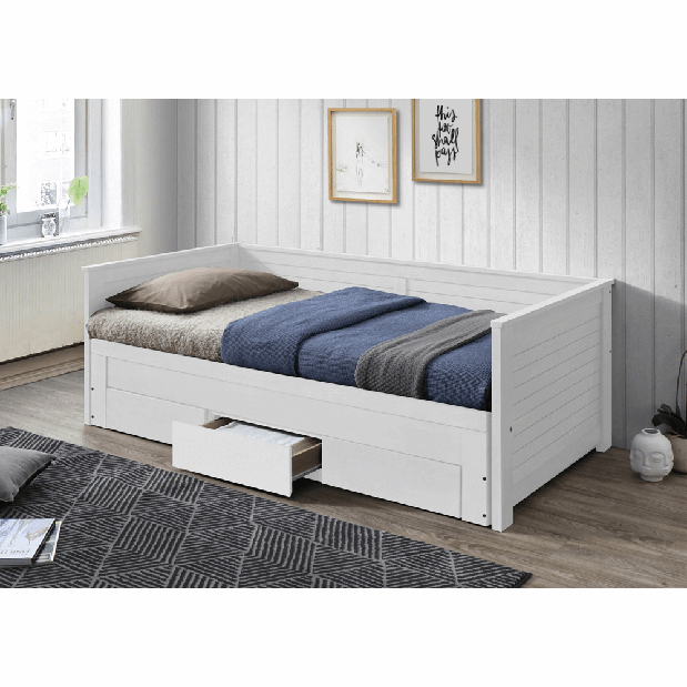 Szétnyitható ágy Greta (fehér) (ágyráccsal)