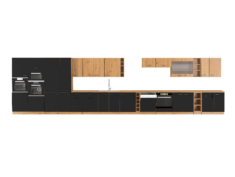 Sarok alsó konyhaszekrény Miraluna (artisan tölgy + matt fekete)