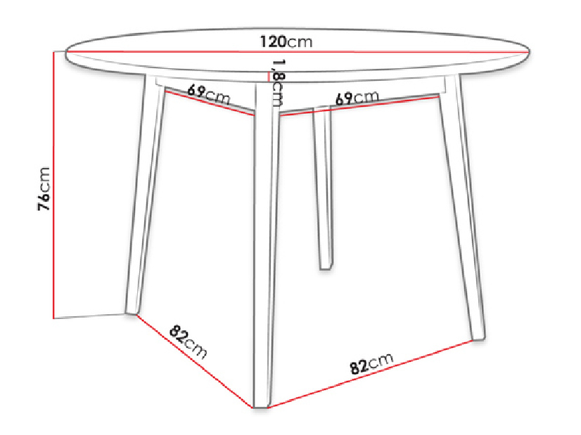 Kerek asztal l Daria FI 120 (természetes)