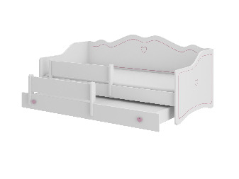 Széthúzható gyerekágy 160x80 cm Ester II (ágyráccsal és matraccal) (fehér + rózsaszín + minta) *kiárusítás