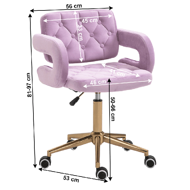 Irodai szék Nella (rózsaszín + arany)
