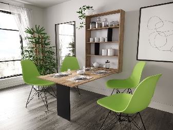 Modern fali asztal Elvana (wotan tölgy + fekete)