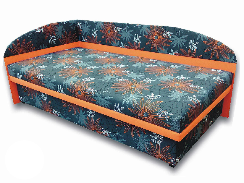 Egyszemélyes ágy (dívány) 100 cm Suzanna (Narancssárga x104 + Valeriana vol 830) (B)
