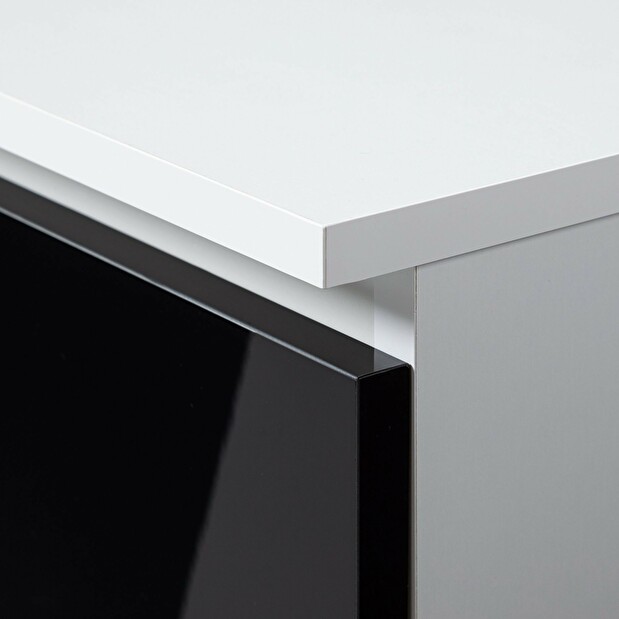 PC asztal Benicio (fehér + fényes fekete) (J)