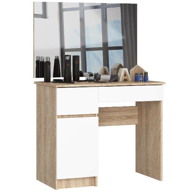 Fésülködőasztal Parijat (szonoma tölgy + fehér) (tükörrel) (B)