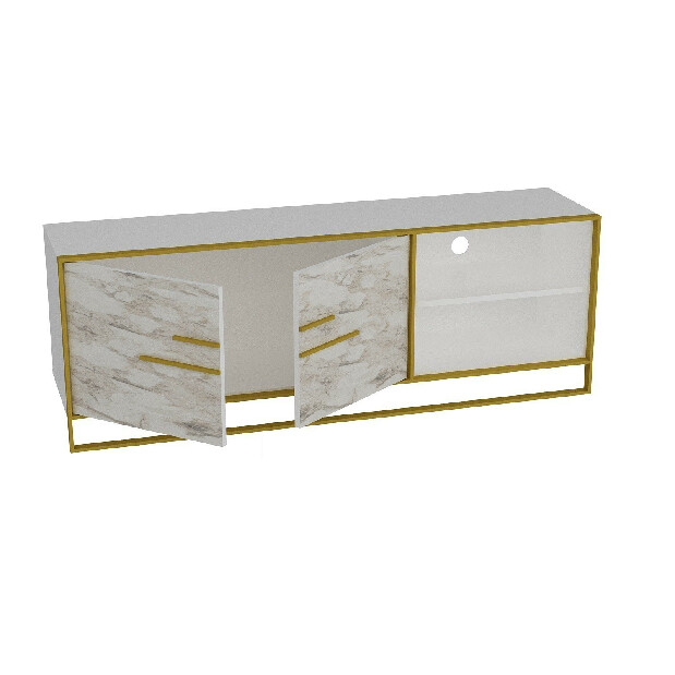 TV asztal/szekrény Poppy (arany + fehér)