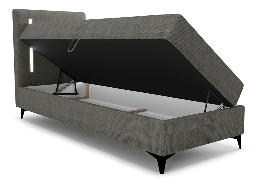 Egyszemélyes ágy 80 cm Ortega Bonell (sötétszürke) (ágyráccsal, tárolóhellyel) (LED világítás)