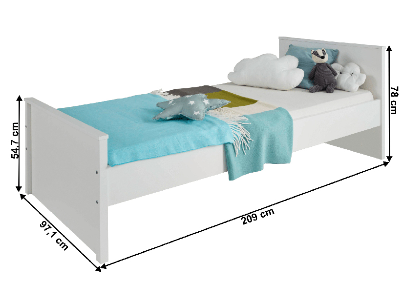 Egyszemélyes ágy 90 cm Otis 90 (fehér)