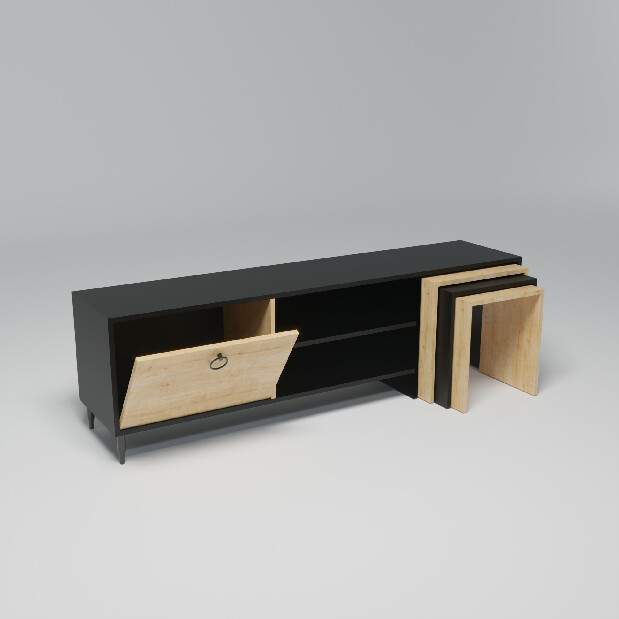 TV asztal/szekrény Zirion (tölgy + fekete)