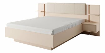 Franciaágy 160 cm éjjeliszekrényekkel Danton K (tárolóhellyel) (matrac és ágyrács nélkül) (bézs)
