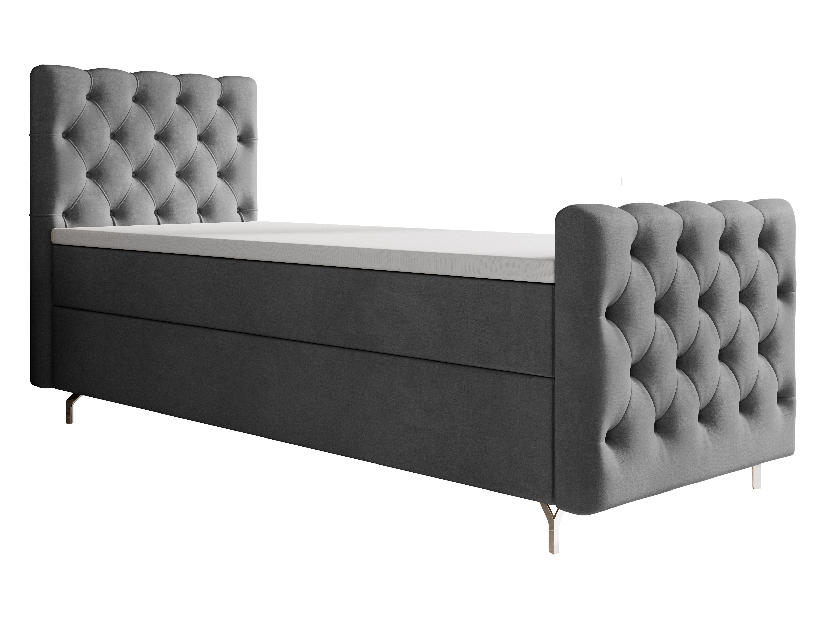 Egyszemélyes ágy 90 cm Clinton Bonell (sötétszürke) (ágyráccsal, tárolóhellyel)