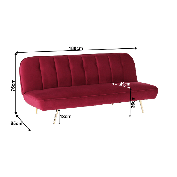 Szétnyitható kanapé Rodo (málna)