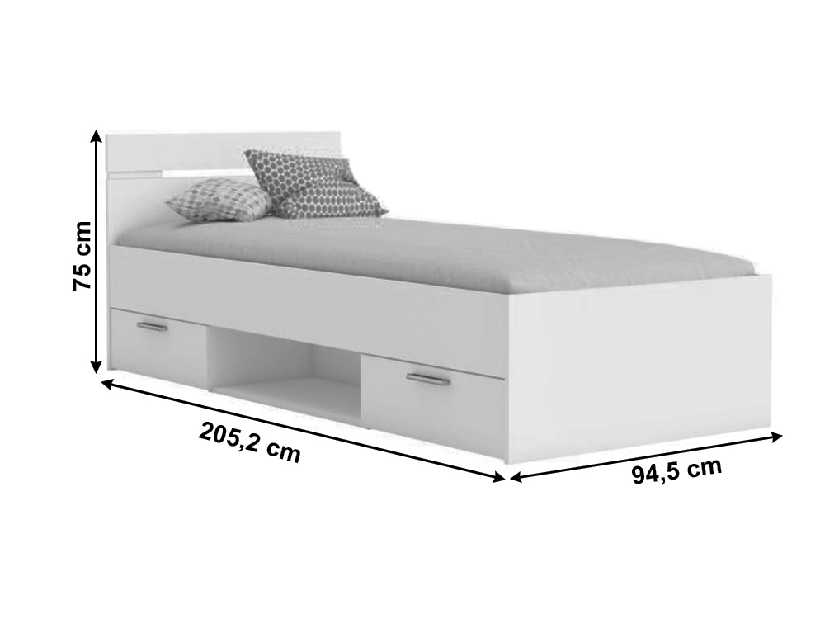 Egyszemélyes ágy 90 cm Myriam (sonoma tölgy) (matrac és ágyrács nélkül)