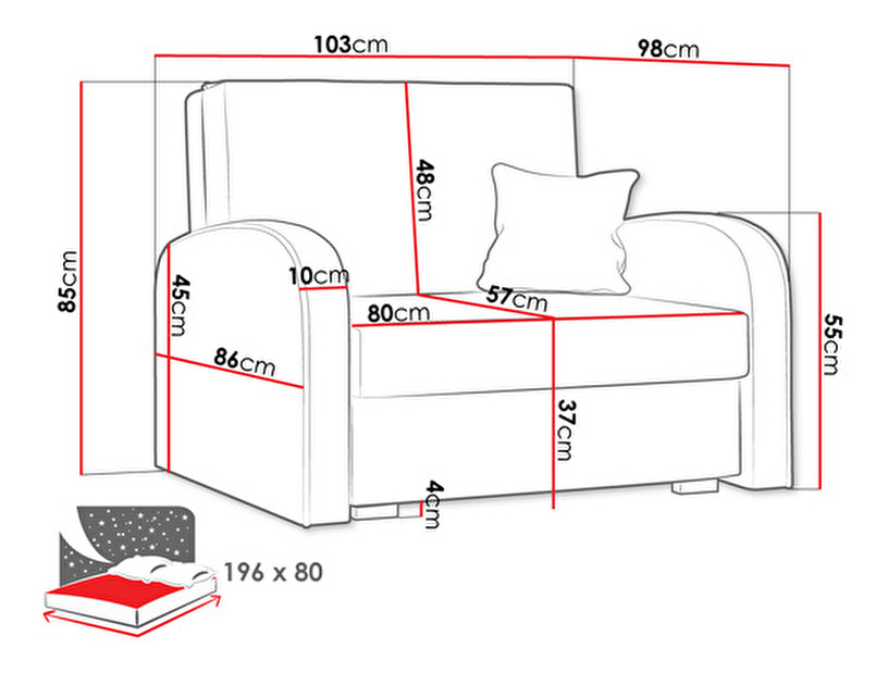 Széthúzható fotel I (Mono 232 + Sorriso 5)