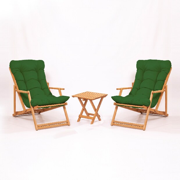 Kerti asztal és szék készlet (3 db.) Minnie (zöld + természetes)