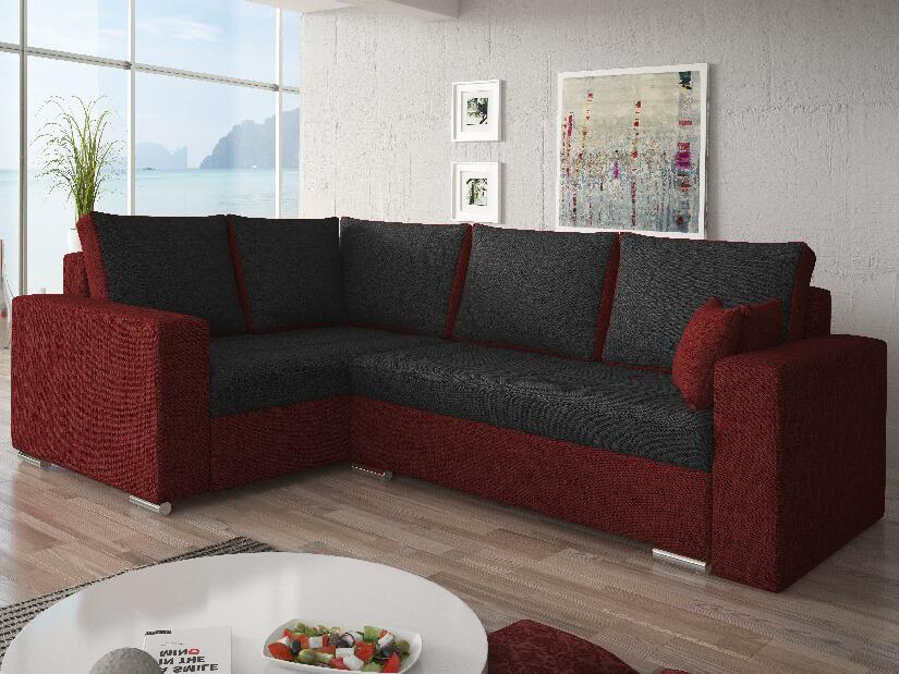 Sarok kanapé Valentina Bis (fekete + piros) (B)