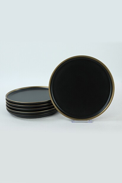 Desszertes tányér készlet (6 db.) Saturn (fekete + arany)