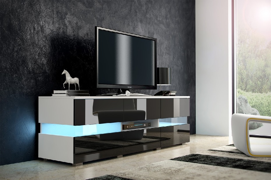 TV asztal Inter (fehér + fényes fekete) *kiárusítás