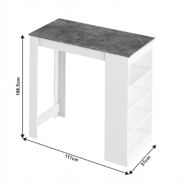 Bárasztal Austin (fehér + beton)