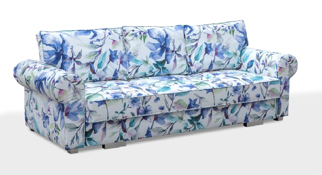 Háromszemélyes kanapé Bernadette (kék + fehér)