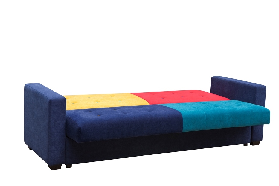 Kétszemélyes kanapé Bebe (kék + sárga + piros)