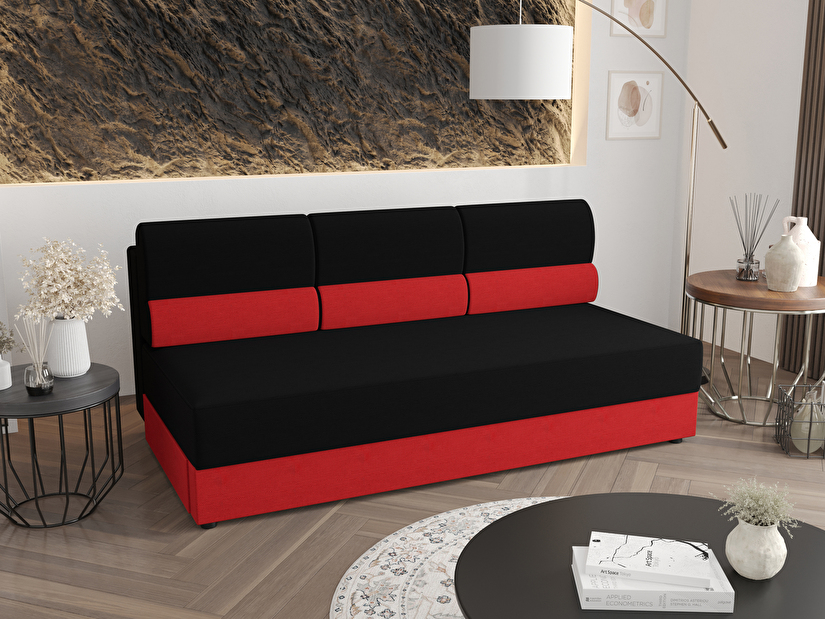 Kétszemélyes kanapé Radiant (fekete + piros)