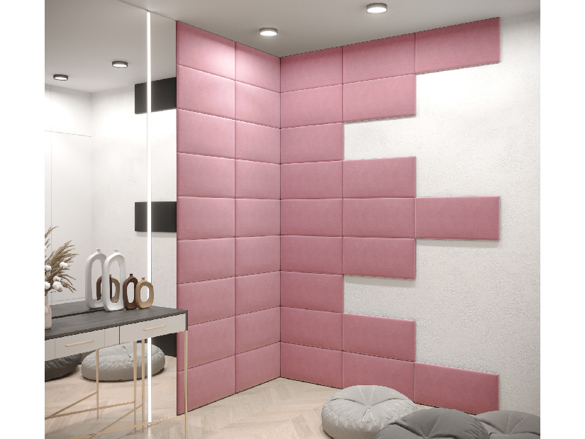 Kárpitozott panel Cubic 60x30 cm (rózsaszín)