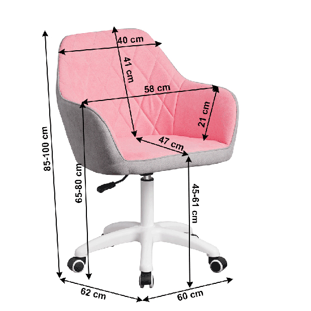 Irodai szék szett (2 db.) Senta (rózsaszín + szürke) *bazár