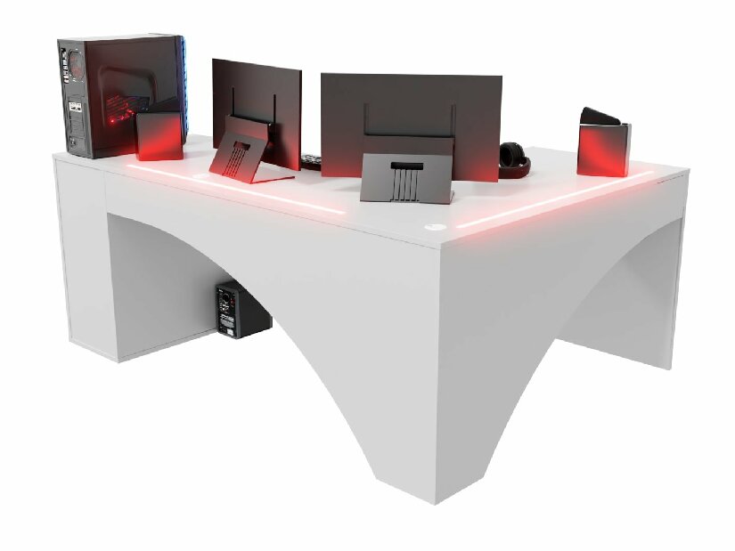 Sarok PC asztal Carbon (fehér) (B) (RGB LED világítással)