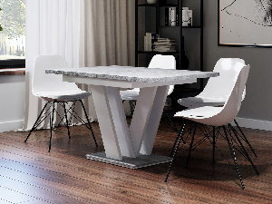 Széthúzható asztal Hildaria (fehér + beton)