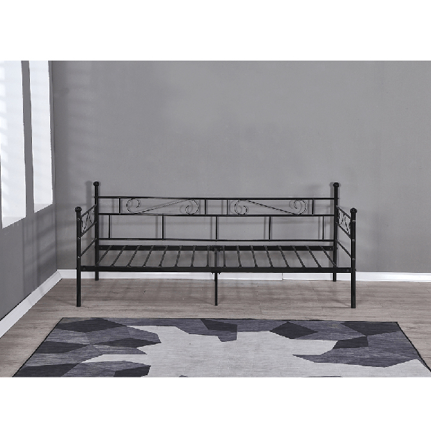 Egyszemélyes ágy 90 cm Rossa (ágyráccsal) (fekete)