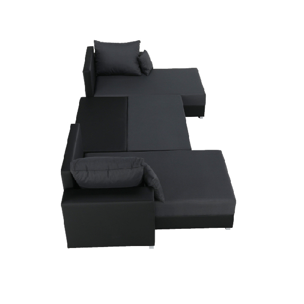 U-alakú sarok kanapé Eutychus (fekete + szürke) (J)