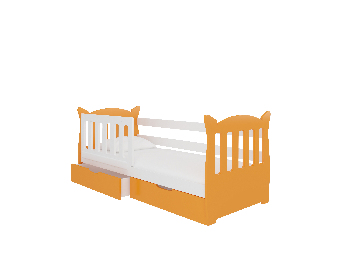 Gyerekágy 160x75 cm Lenka (ágyráccsal és matraccal) (fehér + narancssárga)