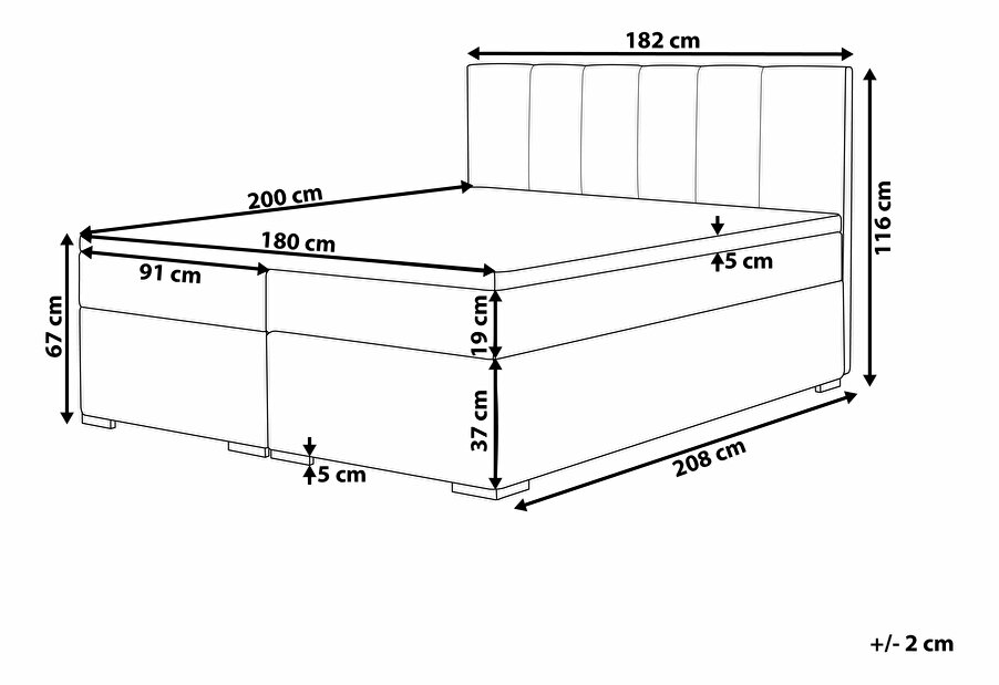 Franciaágy Boxspring 180 cm LORRO (matracokkal) (szürke)
