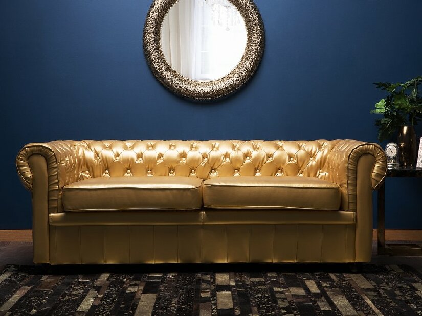 Háromszemélyes kanapé Chichester (szintetikus bőr) (arany)