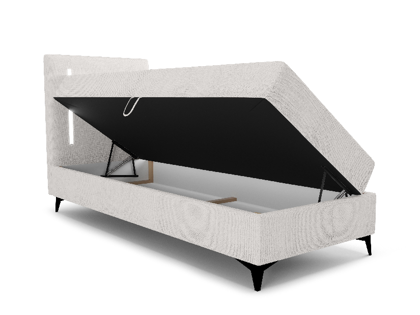 Egyszemélyes ágy 90 cm Ortega Bonell (világosszürke) (ágyráccsal, tárolóhellyel) (LED világítás)