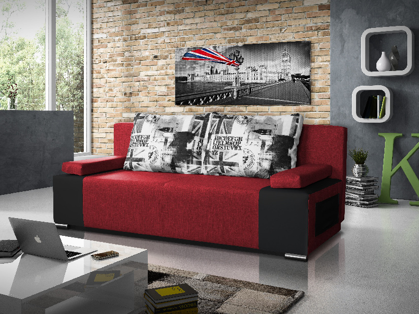 Háromszemélyes kanapé Raggo (piros + fekete)