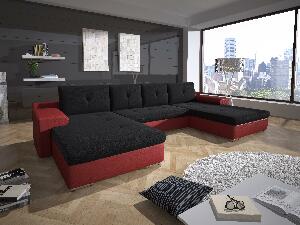 U-alakú sarok kanapé Marlen (fekete + piros) (B)
