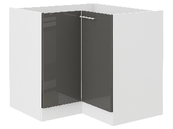 Sarok alsó konyhaszekrény Lavera 89 x 89 DN 1F BB (fehér + fényes szürke)