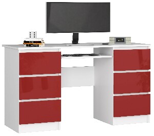 PC asztal Behati (fehér + fényes piros)